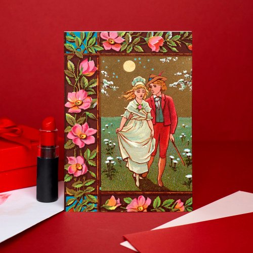 Vintage Victorian Valentines Day Retro Lovers  Card