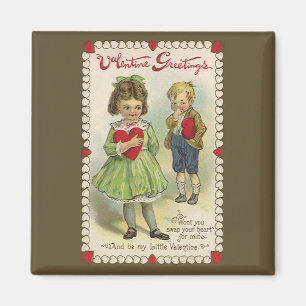 Vintage Victorian Valentine's Day, Shy Children Magnet