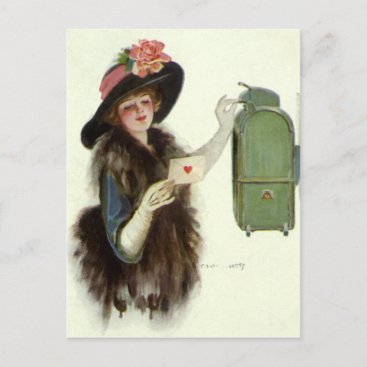 Vintage Victorian Valentines Day Woman Love Letter Holiday Postcard