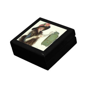 Vintage Victorian Valentines Day Woman Love Letter Keepsake Box