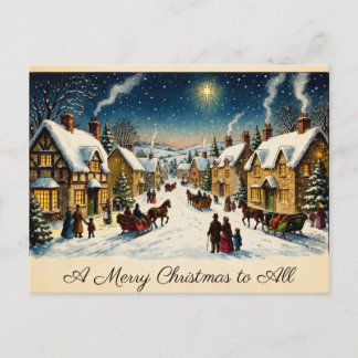 Vintage Victorian Village Christmas Greeting Card