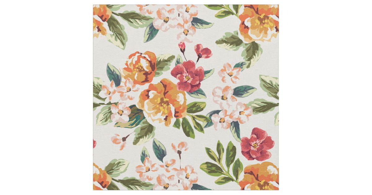 Vintage Victorian Watercolor Floral Pattern Fabric ...