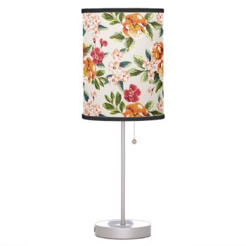 Vintage Victorian Watercolor Floral Pattern Table Lamp by ZeraDesign at Zazzle