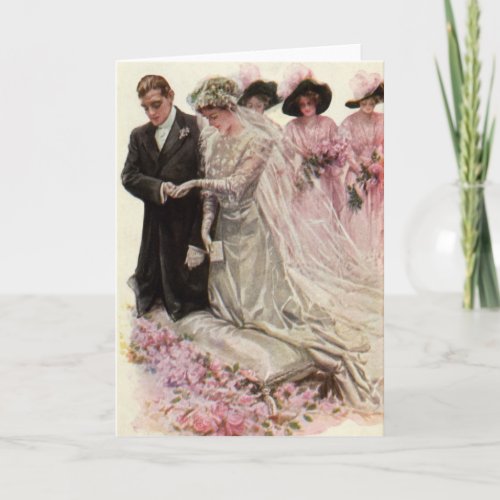 Vintage Victorian Wedding Ceremony Bride and Groom Card