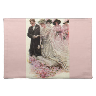 Vintage Victorian Wedding Ceremony Bride and Groom Cloth Placemat