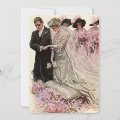 Vintage Victorian Wedding Ceremony Bride and Groom Invitation