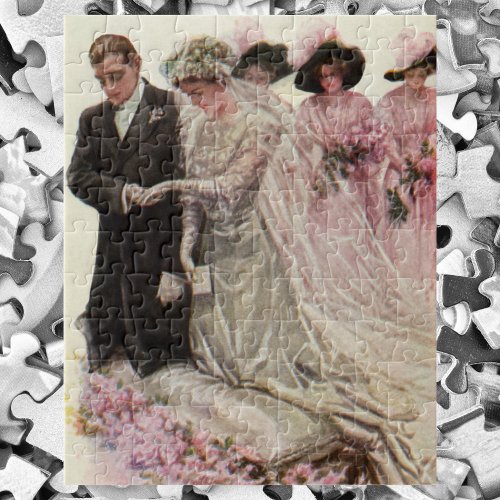 Vintage Victorian Wedding Ceremony Bride and Groom Jigsaw Puzzle