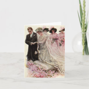 Vintage Victorian Wedding Ceremony Bride and Groom Letterpress Thank You Card