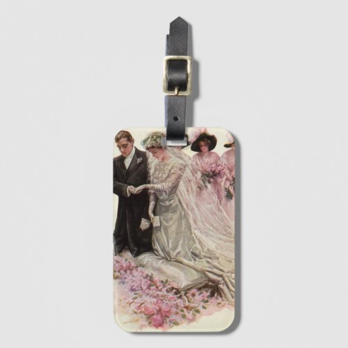 Vintage Victorian Wedding Ceremony Bride and Groom Luggage Tag