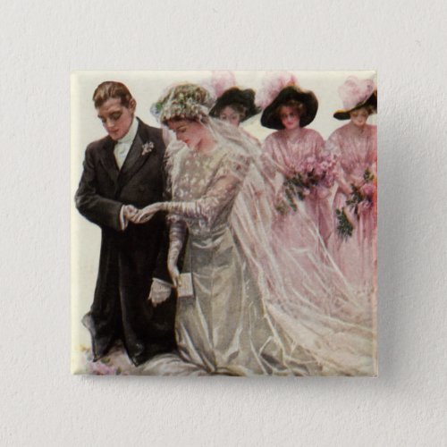 Vintage Victorian Wedding Ceremony Bride and Groom Pinback Button