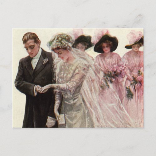 Vintage Victorian Wedding Ceremony Bride and Groom Postcard