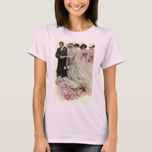 Vintage Victorian Wedding Ceremony Bride and Groom T_Shirt
