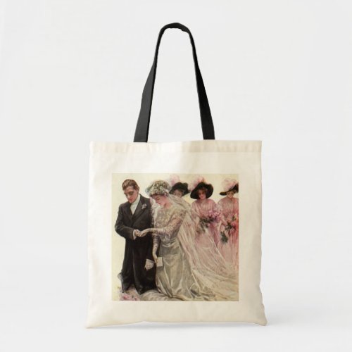 Vintage Victorian Wedding Ceremony Bride and Groom Tote Bag