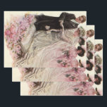 Vintage Victorian Wedding Ceremony Bride and Groom Wrapping Paper Sheets<br><div class="desc">Vintage illustration love and romance Victorian wedding ceremony image with the bride and groom getting married.  The newlyweds are kneeling on a pillow and the bridesmaids are wearing elegant fancy hats with feathers and holding bouquets of flowers. Artist: Harrison Fisher,  titled The Wedding.</div>