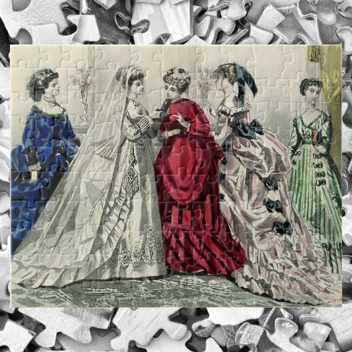 Vintage Victorian Wedding Party Bridal Portrait Jigsaw Puzzle