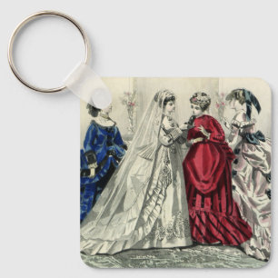 Vintage Victorian Wedding Party Bridal Portrait Keychain