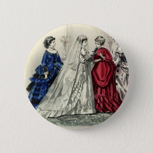 Vintage Victorian Wedding Party Bridal Portrait Pinback Button