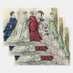 Vintage Victorian Wedding Party Bridal Portrait Wrapping Paper Sheets