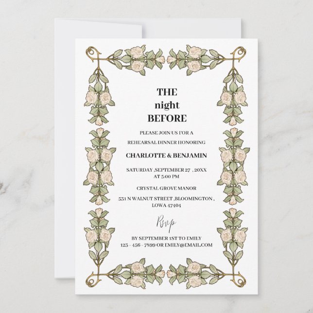  Vintage Victorian Wedding Rehearsal Dinner Invitation (Front)
