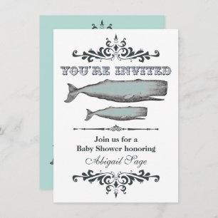 Vintage Victorian Whale Beach Baby Shower  Invitation