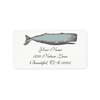 Vintage Victorian Whale Black, White Beach Address Label