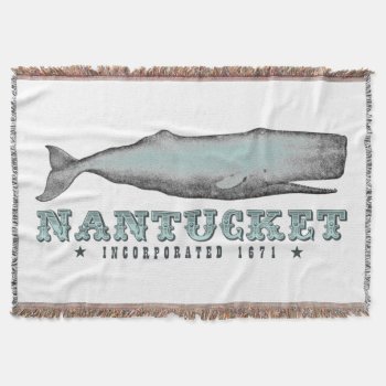 Vintage Victorian Whale Nantucket Ma Inc 1671 Throw Blanket by TheBeachBum at Zazzle
