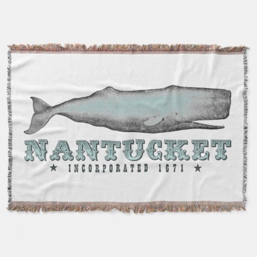Vintage Victorian Whale Nantucket MA Inc 1671 Throw Blanket