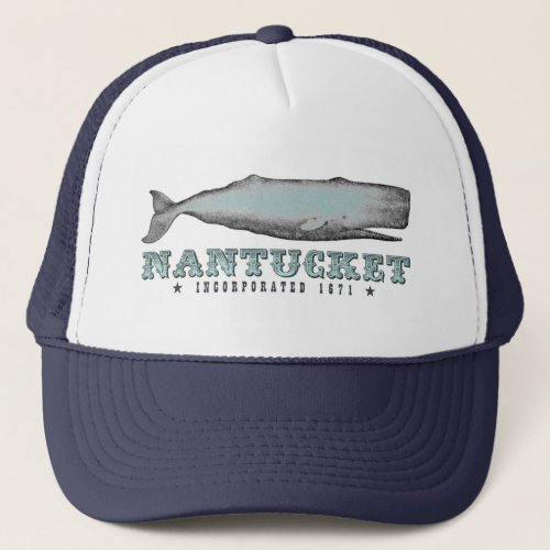 Vintage Victorian Whale Nantucket MA Inc 1671 Trucker Hat