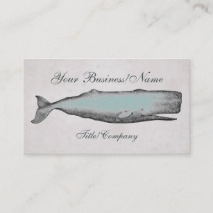 Vintage Victorian Whale with Aqua Back Business Card