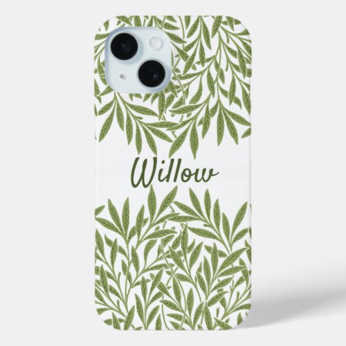 Vintage Victorian Willow Leaves by William Morris iPhone 15 Case
