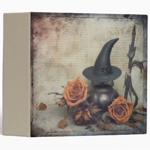 Vintage Victorian Witch Pumpkin Roses 3 Ring Binder