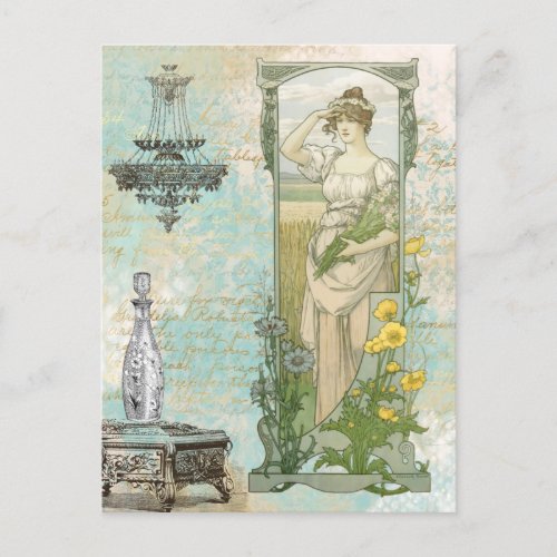  Vintage Victorian Woman Art Nouveau AR23 Postcard