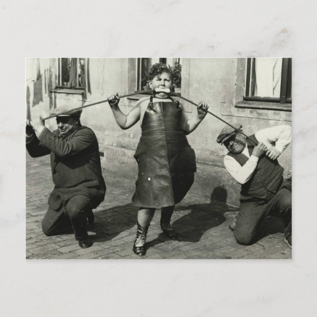 Vintage Victorian Woman Bends a Pipe with Mouth Postcard (Front)