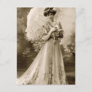 Vintage Victorian Woman In A Dress Postcard