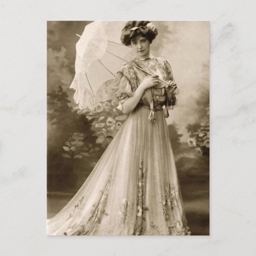 Vintage Victorian Woman In A Dress Postcard