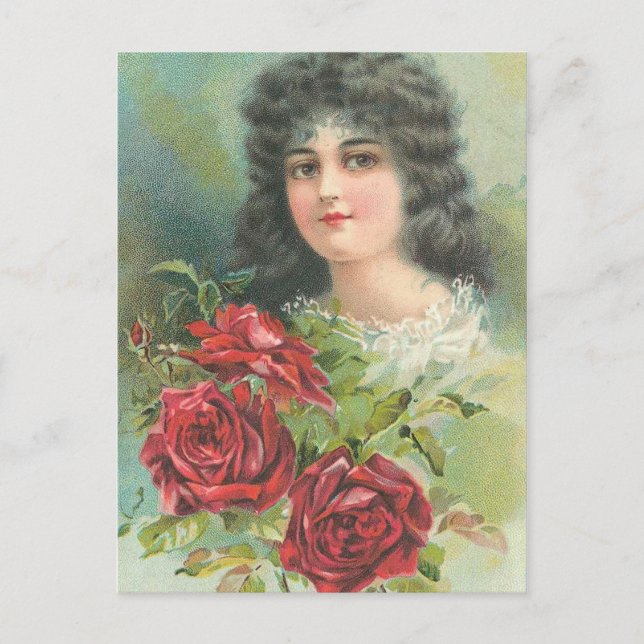 Vintage Victorian Woman Portrait Postcard (Front)