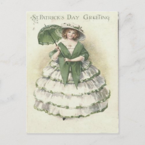 Vintage Victorian Woman St Patricks Day Card