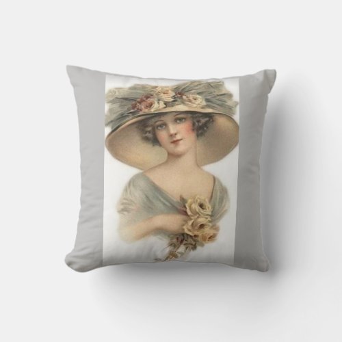 Vintage Victorian Woman Throw Pillow
