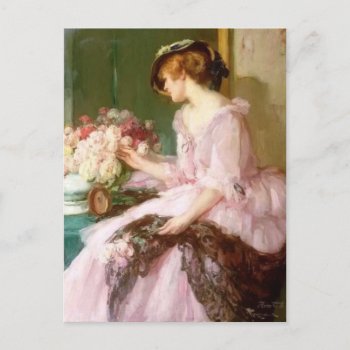 Vintage Victorian Woman With Bouquet Postcard by tyraobryant at Zazzle