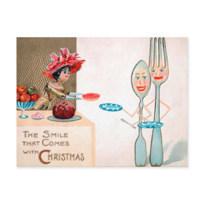 Vintage Victorian Wood Doll Christmas Postcard
