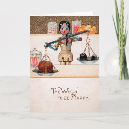 Vintage Victorian Wooden Doll Candy Shop Holiday Card