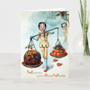 Vintage Victorian Wooden Dolls Scale Holiday Card