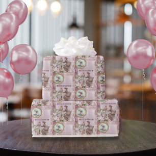 Vintage Victorian Words of Love Dusty Pink Wrapping Paper