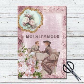 Vintage Victorian Words Of Love Pink Decoupage Tissue Paper by 3Cattails at Zazzle