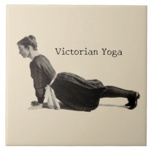 Vintage Victorian Yoga Woman Upward Dog Pose Print Ceramic Tile