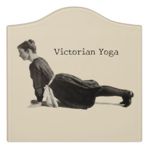 Vintage Victorian Yoga Woman Upward Dog Pose Print Door Sign
