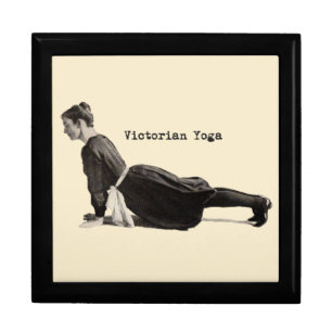 Vintage Victorian Yoga Woman Upward Dog Pose Print Jewelry Box