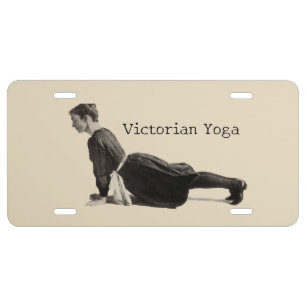 Vintage Victorian Yoga Woman Upward Dog Pose Print License Plate