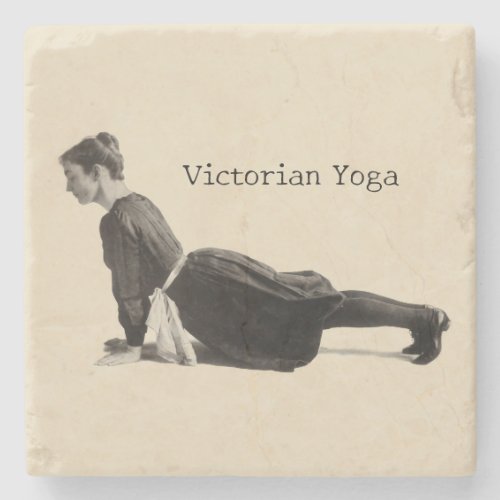Vintage Victorian Yoga Woman Upward Dog Pose Print Stone Coaster