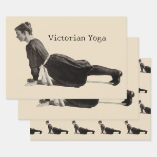 Vintage Victorian Yoga Woman Upward Dog Pose Print Wrapping Paper Sheets